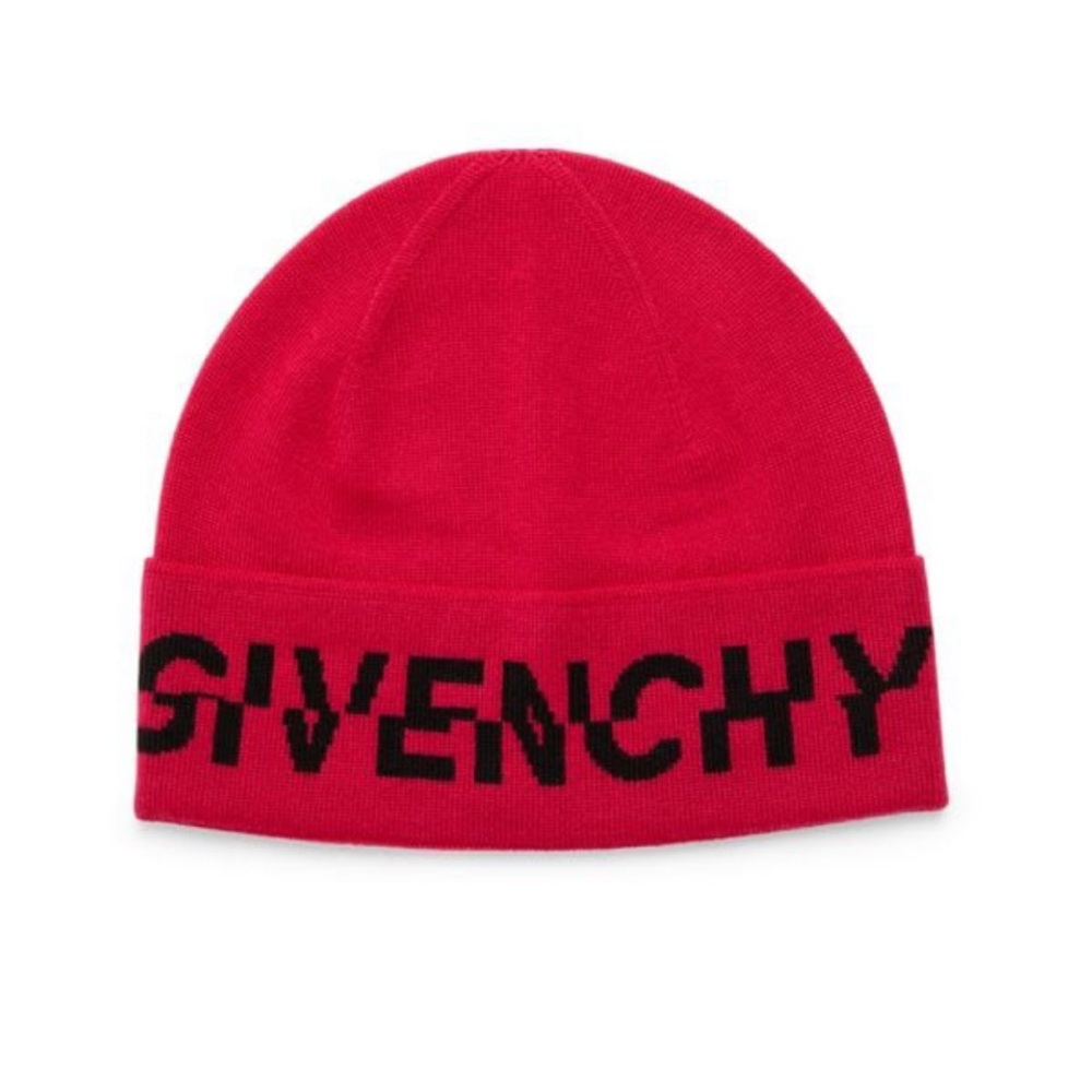 Nwot Authentic Givenchy Split Logo Wool Beanie - image 1
